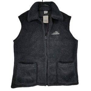 Vtg‎ made Canada Par Filmar PILOT Fleece Vest L Men Black Full Zip Gorpcore NEW